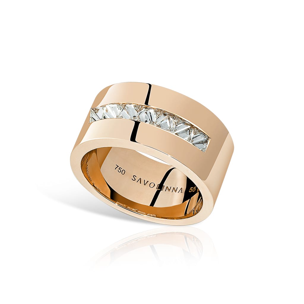 Be Spiked Stack Band Single Row in Diamonds Rose Gold - Savolinna Jewelry